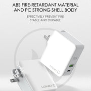 LDNIO A4403C 30W PD + Auto-id Foldable Fast Travel Charger with 1m Micro USB Cable, EU Plug