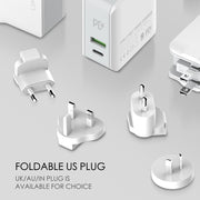 LDNIO A4403C 30W PD + Auto-id Foldable Fast Travel Charger with 1m Micro USB Cable, US Plug