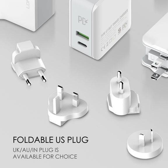 LDNIO A4403C 30W PD + Auto-id Foldable Fast Travel Charger with 1m Micro USB Cable, US Plug