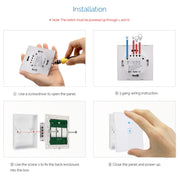 WS-EU-02 EWeLink APP & Touch Control 2A 2 Gangs Tempered Glass Panel Smart Wall Switch, AC 90V-250V, EU Plug