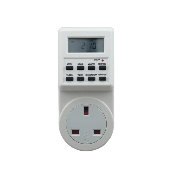 AC 230V Smart Home Plug-in LCD Display Clock Summer Time Function 12/24 Hours Changeable Timer Switch Socket, UK Plug