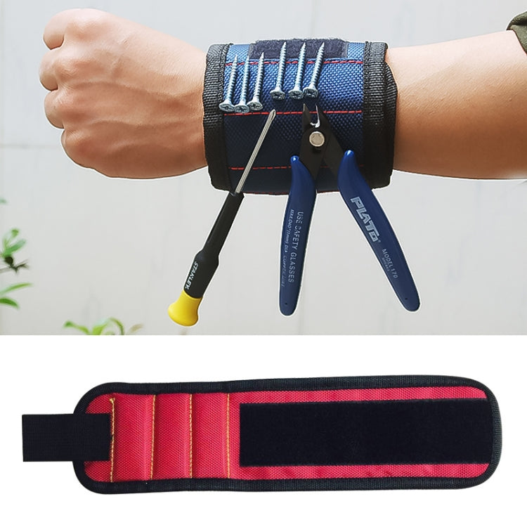 1680D Oxford Cloth Pocket Magnetic Wristband Storage Pockets Tool(Red)