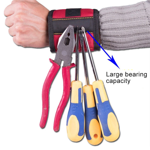1680D Oxford Cloth Pocket Magnetic Wristband Storage Pockets Tool(Red)