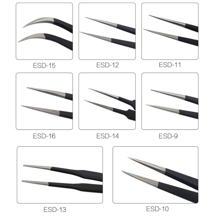 BEST BST-13 Precision Anti-static ESD Stainless Steel Tweezers
