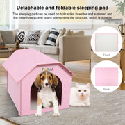 FUNADD Extra Large Folding Weatherproof Pet Houses with Removable Mat (Pink)