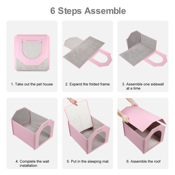 FUNADD Extra Large Folding Weatherproof Pet Houses with Removable Mat (Pink)