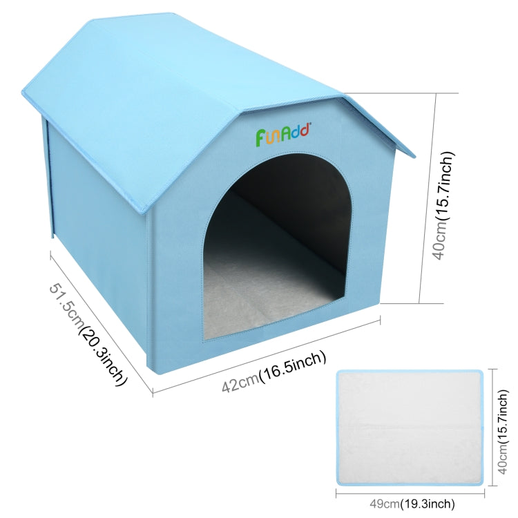 FUNADD Extra Large Folding Weatherproof Pet Houses with Removable Mat (Blue)