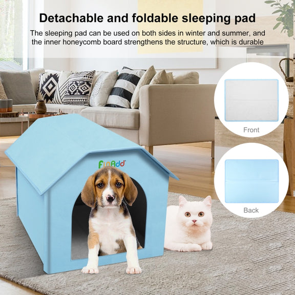 FUNADD Extra Large Folding Weatherproof Pet Houses with Removable Mat (Blue)