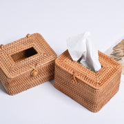 ZJH01 Bow Restaurant Desktop Rattan Braided Tissue Storage Box Case