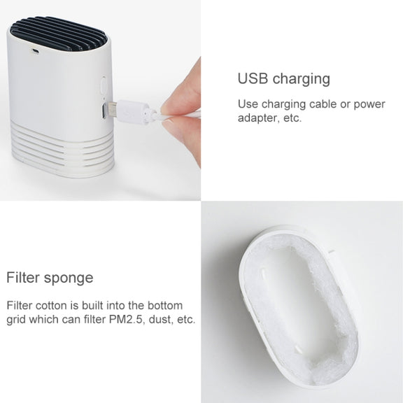 HE-K001 Hanging Neck Negative Ion Air Purifier Portable Household Formaldehyde Removal Portable Purifier(White)