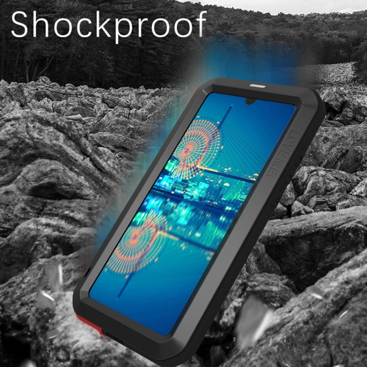 LOVE MEI Powerful Dustproof Shockproof Splashproof Metal + Silicone Combination Case for Huawei P30 (Black)