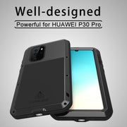 LOVE MEI Powerful Dustproof Shockproof Splashproof Metal + Silicone Combination Case for Huawei P30 Pro (Black)