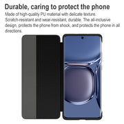 For Huawei P50 Pro Smart Display View Window Flip Leather Protective Case with Sleep / Wake-up Function(Grey)