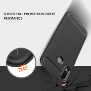 For Huawei  P20 Lite Brushed Texture Carbon Fiber Shockproof TPU Protective Back Case (Navy Blue)