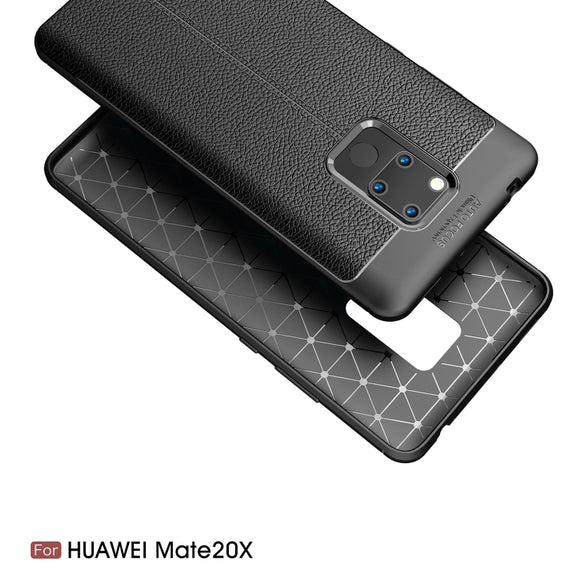 Litchi Texture TPU Shockproof Case for Huawei Mate 20 X (Black)