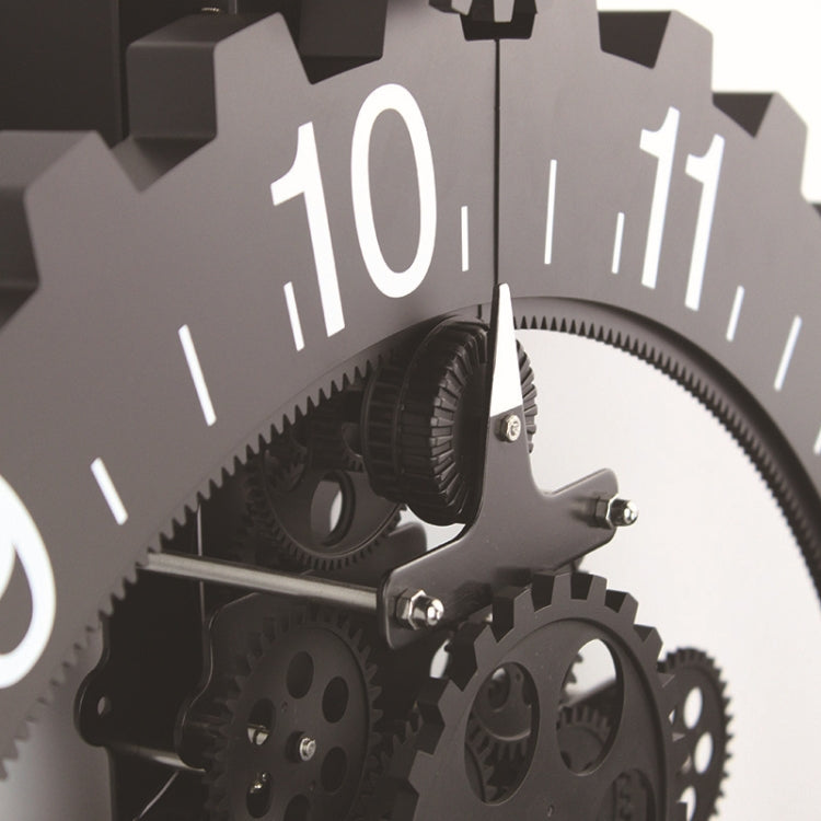 Home Simple European Style Triangular Mechanical Gears Wall Clock (Black)