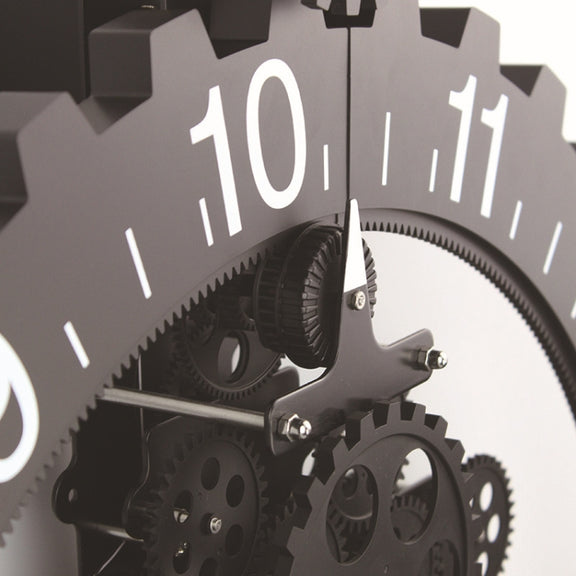 Home Simple European Style Triangular Mechanical Gears Wall Clock (Black)