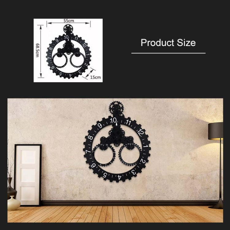 Home Simple European Style Triangular Mechanical Gears Wall Clock (Black)