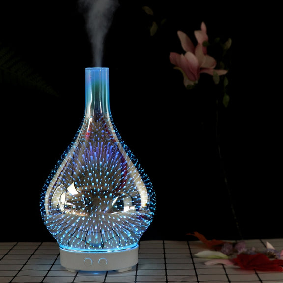 Mini 100ml Household Humidifier Ultrasonic Creative Purification 3D Glass Aromatherapy Machine Automatic Alcohol Sprayer, EU Plug