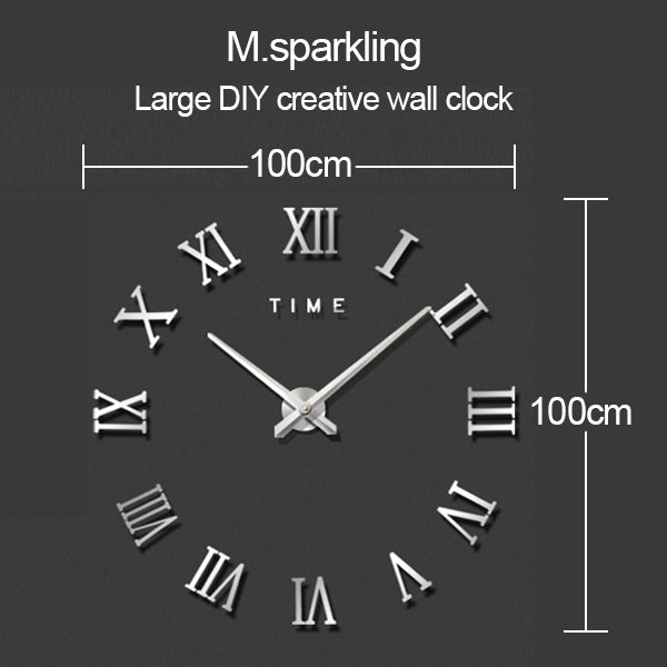 40 inch Creative Living Room Decorative Ticking Wall Clock(Silver)