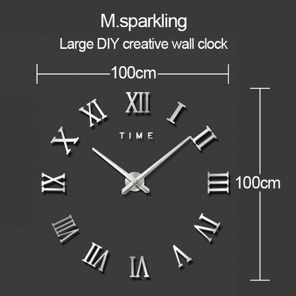 40 inch Creative Living Room Decorative Ticking Wall Clock(Silver)