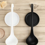 Stand Up Ladle Spoon with Tray for Home or Commercial Kitchen, Spoon Size: 28.5*8.2cm(Black)
