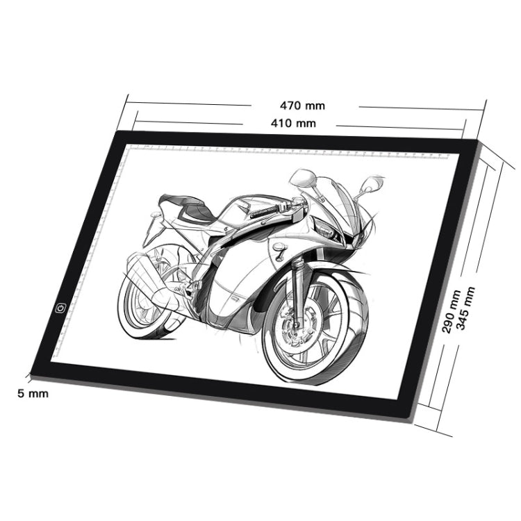 A3 Size 8W 5V LED Ultra-thin Stepless Dimming for Acrylic Copy Boards for Anime Sketch Drawing Sketchpad, with USB Cable