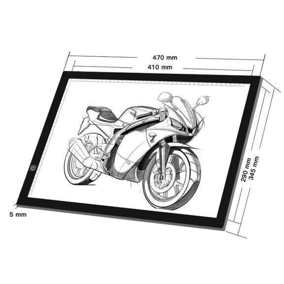 A3 Size 8W 5V LED Ultra-thin Stepless Dimming for Acrylic Copy Boards for Anime Sketch Drawing Sketchpad, with USB Cable