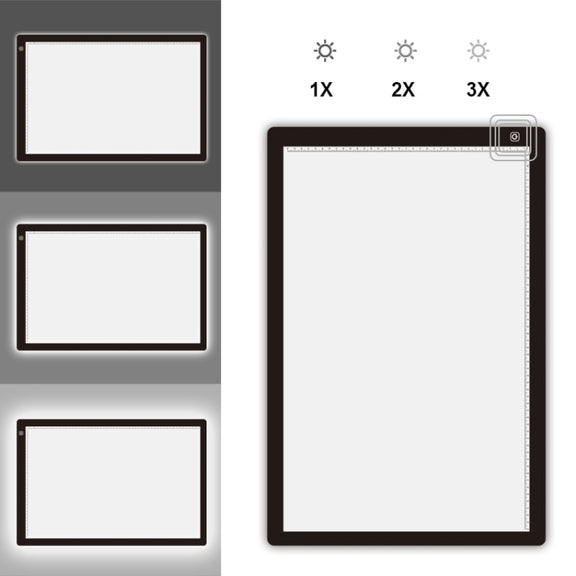 A4 Size LED Three Level of Brightness Dimmable Acrylic Copy Boards for Anime Sketch Drawing Sketchpad, with 1.5m USB Cable