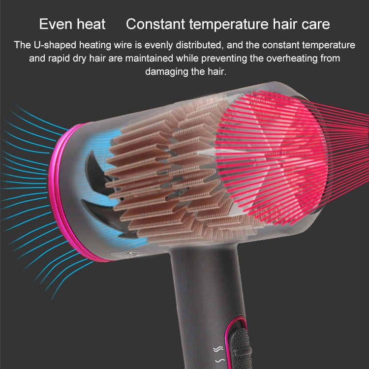 High-power 2000W Anionic Cold Hot Air Constant Temperature Hair Dryer, UK Plug(Red + Grey)