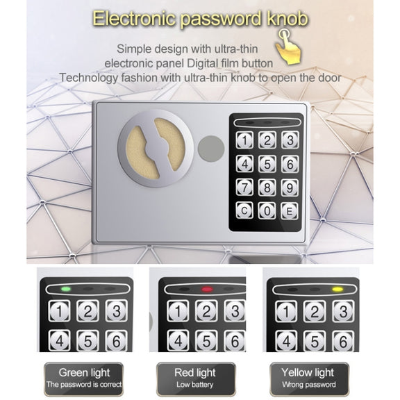 17E Home Mini Electronic Security Lock Box Wall Cabinet Safety Box without Coin-operated Function(Bronze)