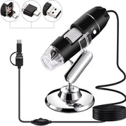 1600X Magnifier HD Image Sensor 3 in 1 USB Digital Microscope with 8 LED & Professional Stand (Black)