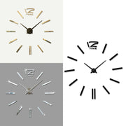 39 inch Bedroom Home Office Decoration Modern Frameless Large DIY 3D Mirror Wall Sticker Mute Clock(Silver)