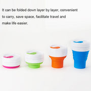 350ml Outdoor Pocket-Sized Coffee Tea Collapsible Travel Mug Silicone Cup with Lid(Black)