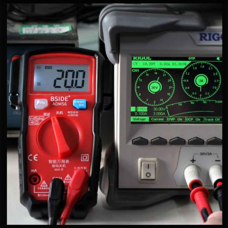 BSIDE ADMS6 High-precision Fully Automatic Small Digital Intelligent Multimeter with HD Digital Display & Shockproof Cover, Support Function Range Switch & Double-sided Pen Holder (Black)