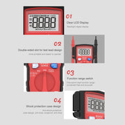 BSIDE ADMS6 High-precision Fully Automatic Small Digital Intelligent Multimeter with HD Digital Display & Shockproof Cover, Support Function Range Switch & Double-sided Pen Holder (Black)