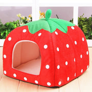 Strawberry Shaped Foldable Short Plush Pet House Nest, Size: S(Red)
