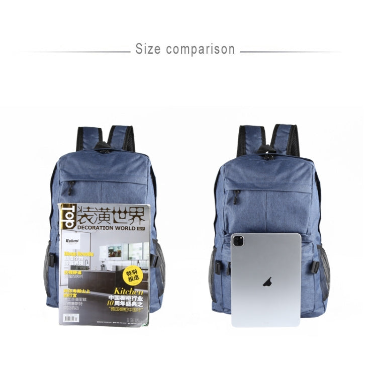 Universal Multi-Function Canvas Cloth Laptop Computer Shoulders Backpack Students Bag for 13-15 inch, Size: 36x25x10cm(Blue)