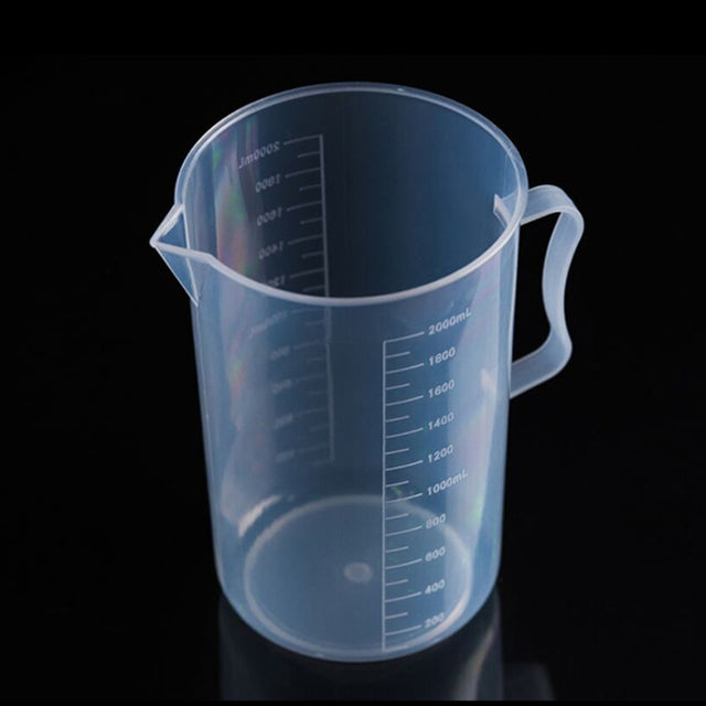 2000ml PP Plastic Flask Digital Measuring Cup Cylinder Scale Measure Glass Lab Laboratory Tools (Transparent)
