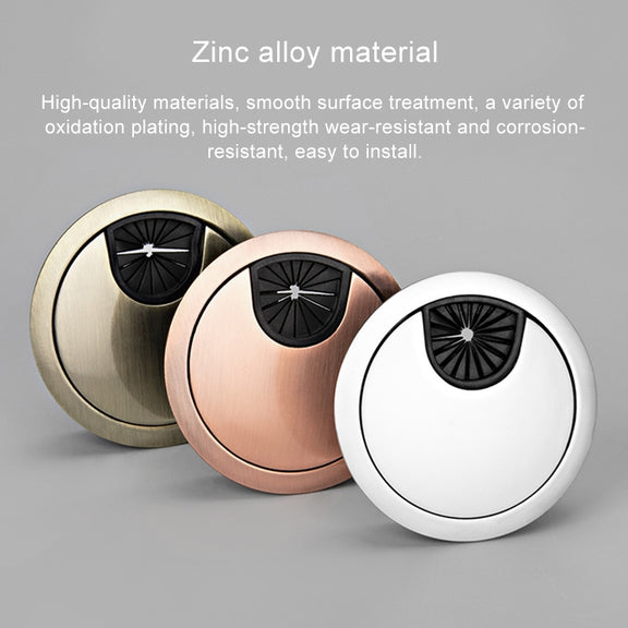 2 PCS Desk Computer Desktop Zinc Alloy Round Threading Box Hole Cover, Hole Diameter: 50mm  (Matte Black)