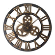 Retro Wooden Round Single-sided Gear Clock Rome Number Wall Clock, Diameter: 30cm(Gold) - Wall Clock by PMc TechLife | Online Shopping South Africa | PMc TechLife | Buy Now Pay Later Mobicred
