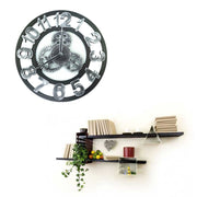 Retro Wooden Round Single-sided Gear Clock Number Wall Clock, Diameter: 50cm (Silver)
