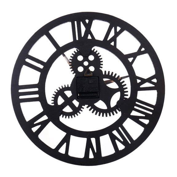 Retro Wooden Round Single-sided Gear Clock Rome Number Wall Clock, Diameter: 70cm(Silver)