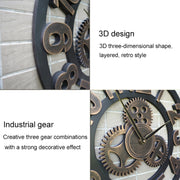 Retro Wooden Round Single-sided Gear Clock Rome Number Wall Clock, Diameter: 70cm(Silver)