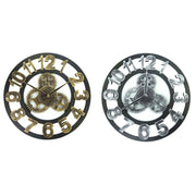 Retro Wooden Round Single-sided Gear Clock Arabic Number Wall Clock, Diameter: 30cm (Silver)