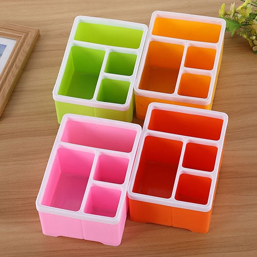 Desktop Storage Organizer Remote Control Caddy Holde for Desk Office Supplies(Orange)