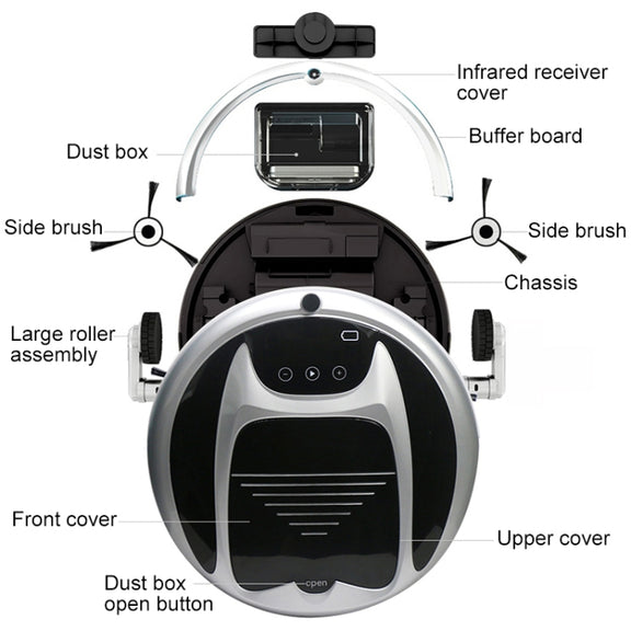 FD-3RSW(IB)CS 800Pa Suction Smart Household Vacuum Cleaner Clean Robot with Remote Control