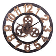 Retro Wooden Round Single-sided Gear Clock Arabic Number Wall Clock, Diameter: 35cm (Gold) - free shipping - PMC TechLife - Order now!