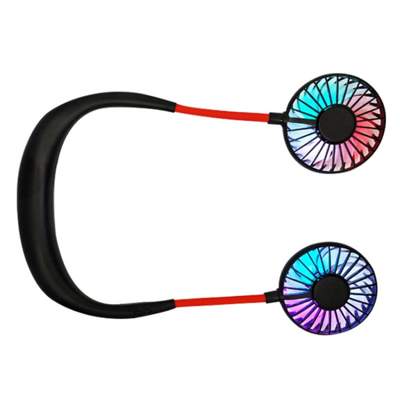 Creative Mini Hanging Neck Type Fan Outdoor LED Fan (Black)