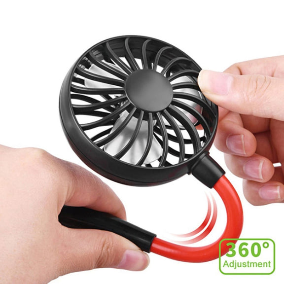 Creative Mini Hanging Neck Type Fan Outdoor LED Fan (Black)